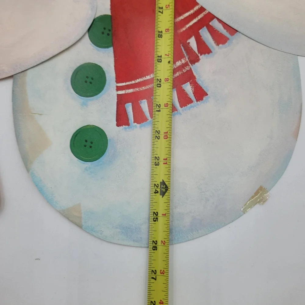 Vintage Jointed Snowman Cardboard Die Cut Christmas Wall Decor Large 26 Inch